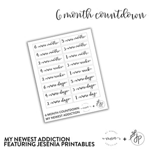 6 Month Countdown | lettering by Jesenia Printables