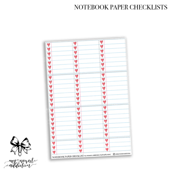Notebook Paper Checklists