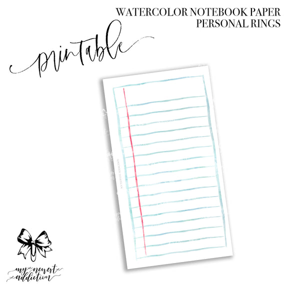 Watercolor Notebook Paper - Personal Size